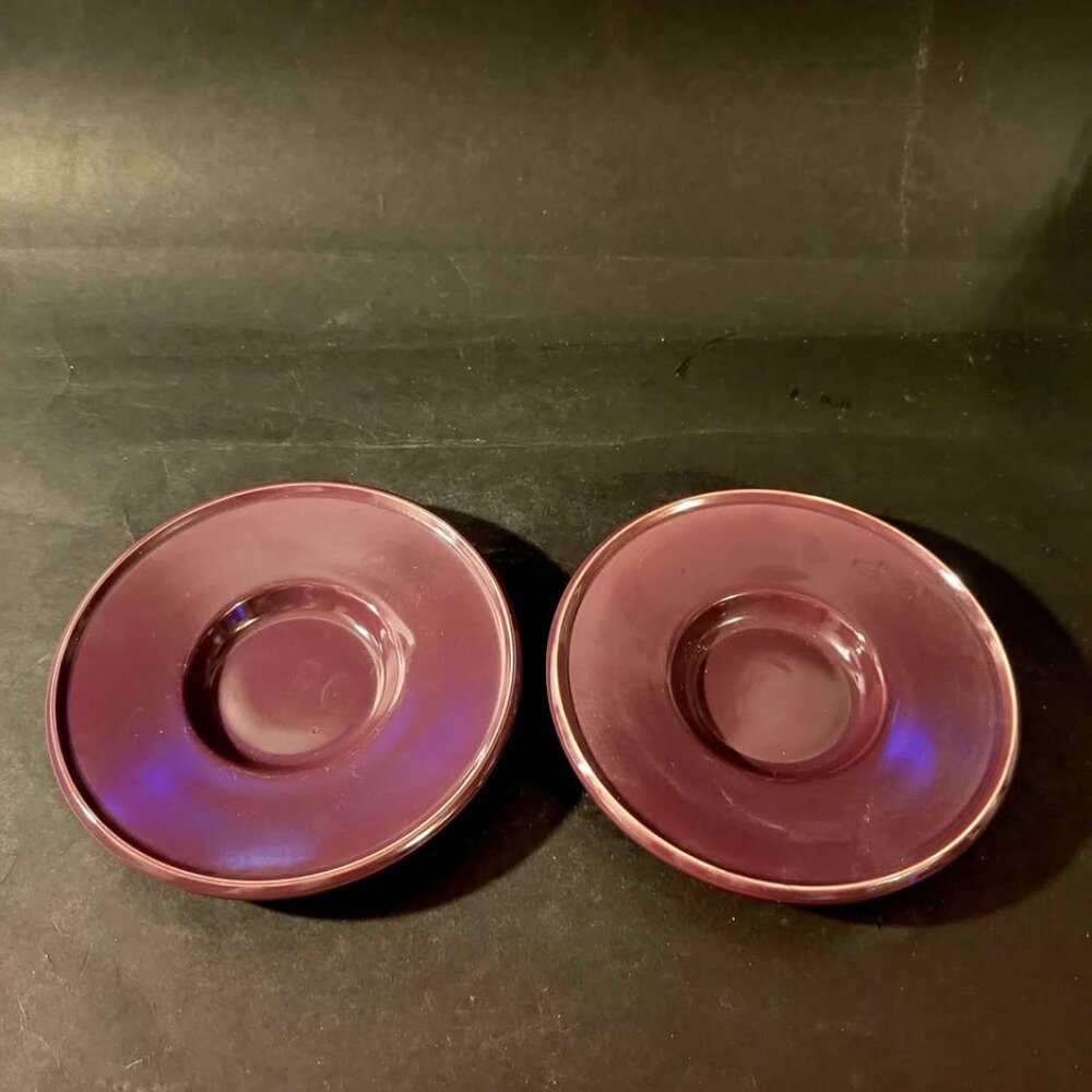 VTG Noritake Primastone Stoneware Fantasy 8317 Saucers In A Purple Or Wild Plum